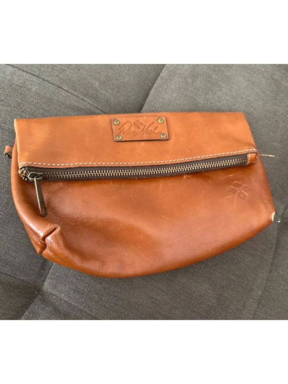 Patricia Nash Valerie Fold over Wristlet Clutch Brown Leather Purse